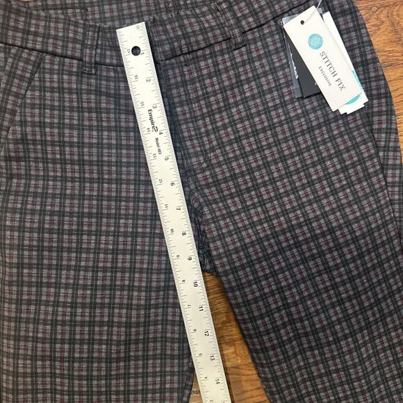Kut From The Kloth Womens Slim Straight Pant Plaid Dark Grey Red NWT - Picture 10 of 15